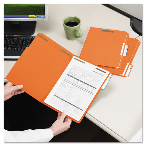 Smead Top Tab Colored 2-Fastener Folders, 1/3-Cut Tabs, Letter Size, Orange, 50/Box