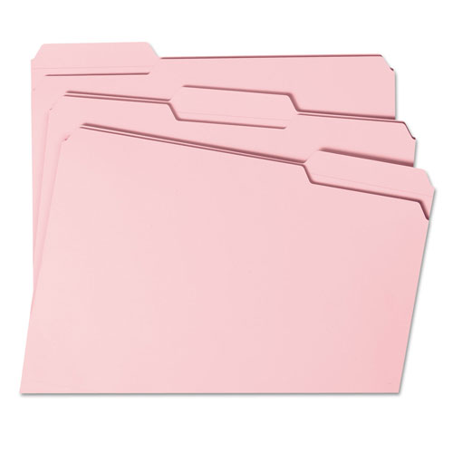 Smead Reinforced Top Tab Colored File Folders, 1/3-Cut Tabs, Letter Size, Pink, 100/Box