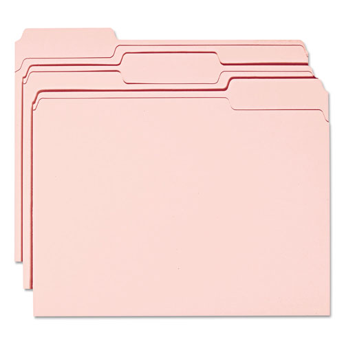 Smead Colored File Folders, 1/3-Cut Tabs, Letter Size, Pink, 100/Box