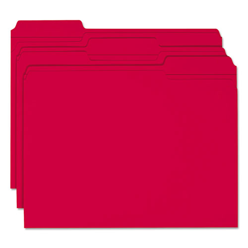 Smead Reinforced Top Tab Colored File Folders, 1/3-Cut Tabs, Letter Size, Red, 100/Box