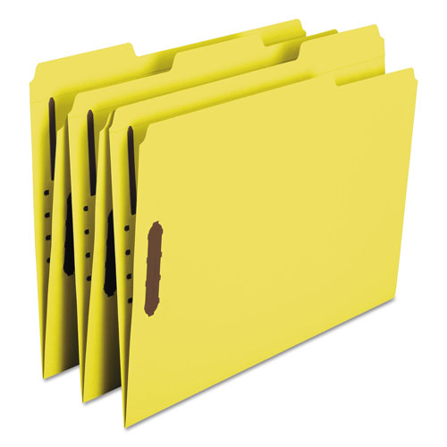 Smead Top Tab Colored 2-Fastener Folders, 1/3-Cut Tabs, Letter Size, Yellow, 50/Box