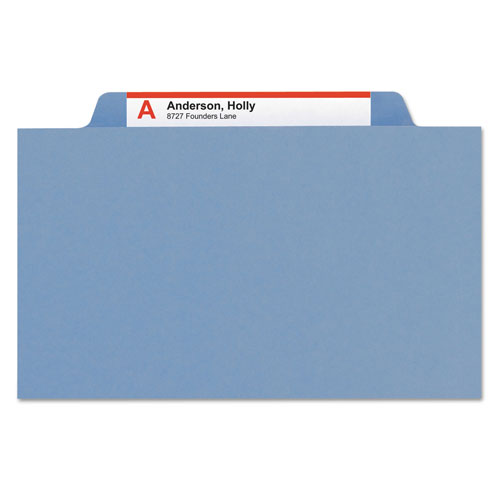 Smead Colored Top Tab Classification Folders, 1 Divider, Letter Size, Blue, 10/Box