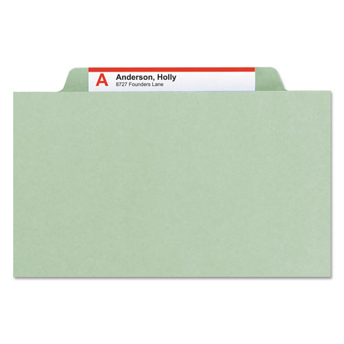 Smead 100% Recycled Pressboard Classification Folders, 1 Divider, Letter Size, Gray-Green, 10/Box