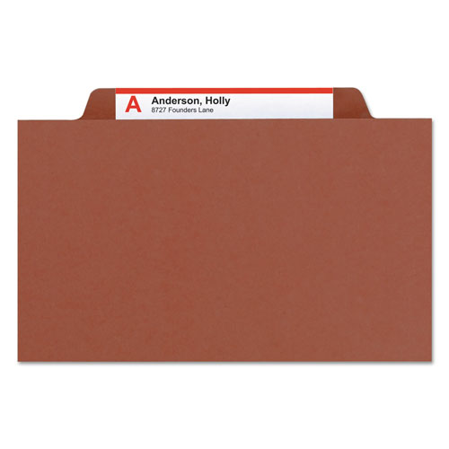 Smead 100% Recycled Pressboard Classification Folders, 1 Divider, Letter Size, Red, 10/Box