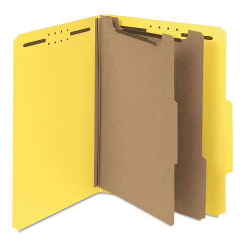 Smead 100% Recycled Pressboard Classification Folders, 2 Dividers, Letter Size, Yellow, 10/Box