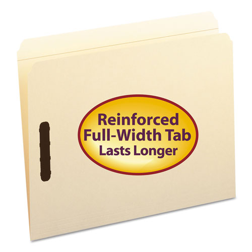 Smead Top Tab 2-Fastener Folders, Straight Tab, Letter Size, 11 pt. Manila, 50/Box