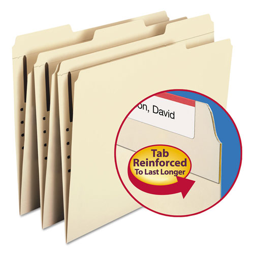 Smead Top Tab 1-Fastener Folders, 1/3-Cut Tabs, Letter Size, 11 pt. Manila, 50/Box