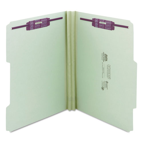 Smead Recycled Pressboard Folders w/Two SafeSHIELD Fasteners, 2/5-Cut Tab, Right of Center, 2