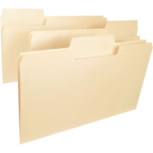 Smead SuperTab Reinforced Guide Height Top Tab Folders, 1/3-Cut Tabs, Legal Size, 11 pt. Manila, 100/Box