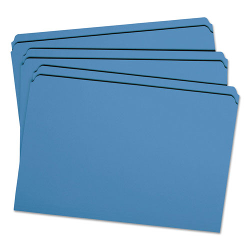Smead Reinforced Top Tab Colored File Folders, Straight Tab, Legal Size, Blue, 100/Box