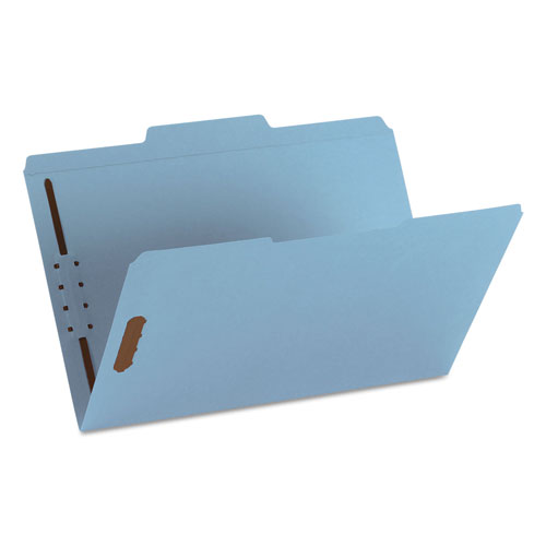 Smead Top Tab Colored 2-Fastener Folders, 1/3-Cut Tabs, Legal Size, Blue, 50/Box