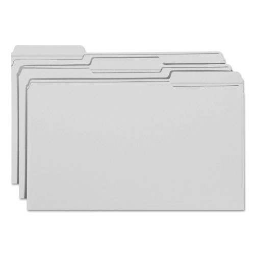 Smead Reinforced Top Tab Colored File Folders, 1/3-Cut Tabs, Legal Size, Gray, 100/Box