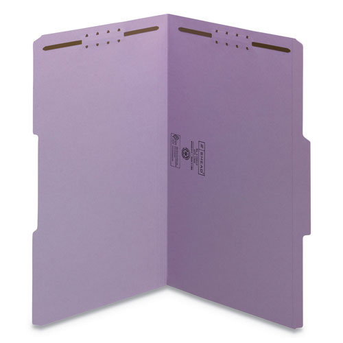 Smead Top Tab Colored 2-Fastener Folders, 1/3-Cut Tabs, Legal Size, Lavender, 50/Box