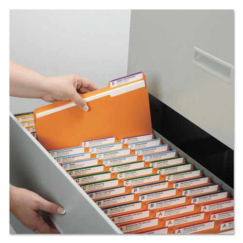 Smead Reinforced Top Tab Colored File Folders, 1/3-Cut Tabs, Legal Size, Orange, 100/Box