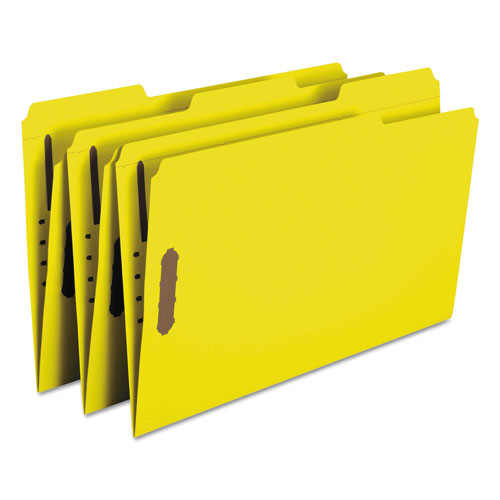Smead Top Tab Colored 2-Fastener Folders, 1/3-Cut Tabs, Legal Size, Yellow, 50/Box
