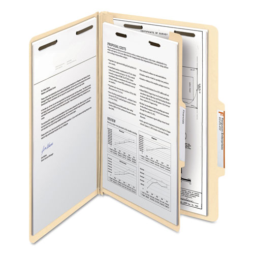 Smead Manila Four- and Six-Section Top Tab Classification Folders, 1 Divider, Legal Size, Manila, 10/Box