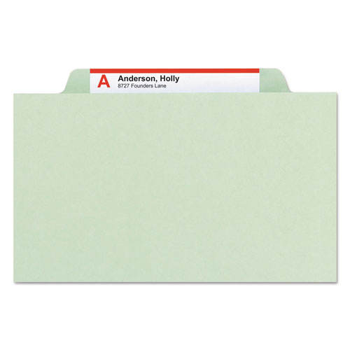 Smead 100% Recycled Pressboard Classification Folders, 2 Dividers, Legal Size, Gray-Green, 10/Box