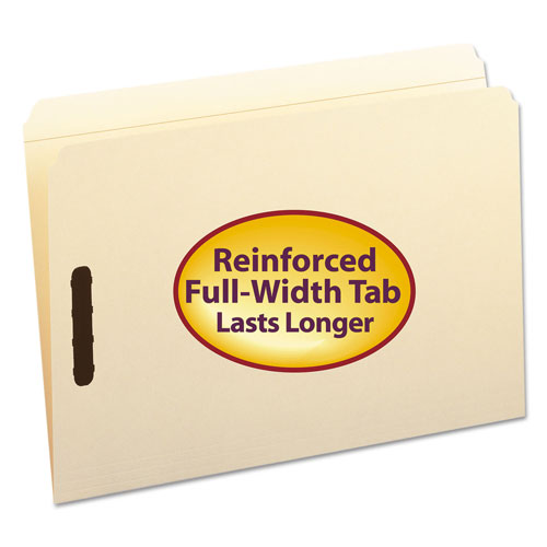 Smead Top Tab 2-Fastener Folders, Straight Tab, Legal Size, 11 pt. Manila, 50/Box