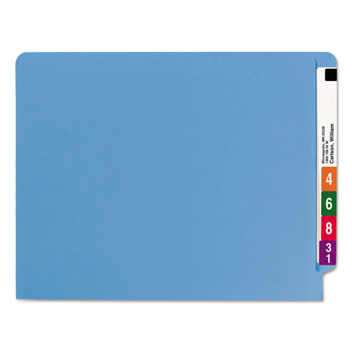 Smead Reinforced End Tab Colored Folders, Straight Tab, Letter Size, Blue, 100/Box