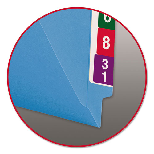 Smead Reinforced End Tab Colored Folders, Straight Tab, Letter Size, Blue, 100/Box