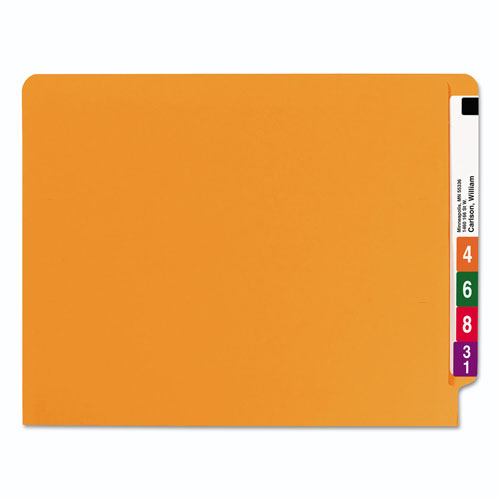 Smead Reinforced End Tab Colored Folders, Straight Tab, Letter Size, Orange, 100/Box