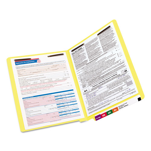 Smead Heavyweight Colored End Tab Folders with Two Fasteners, Straight Tab, Letter Size, Yellow, 50/Box