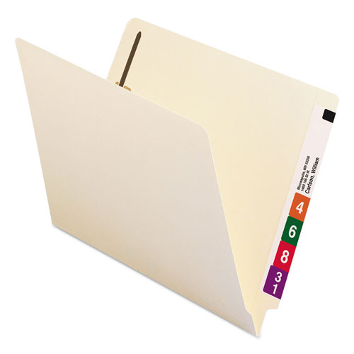 Smead Manila Reinforced End Tab 2-Fastener Folders with Antimicrobial Product Protection, Straight Tab, Letter Size, 50/Box
