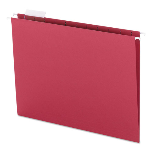 Smead Colored Hanging File Folders, Letter Size, 1/5-Cut Tab, Red, 25/Box