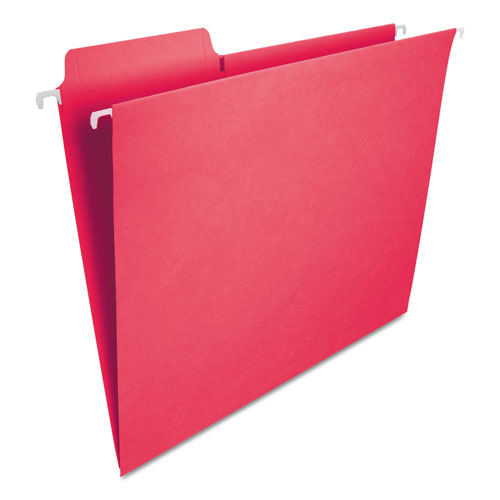 Smead FasTab Hanging Folders, Letter Size, 1/3-Cut Tab, Red, 20/Box