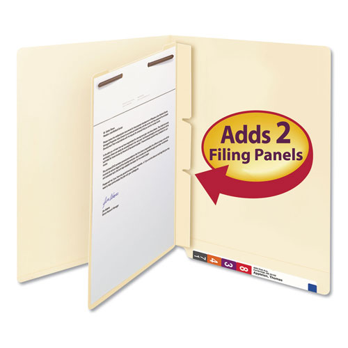 Smead Self-Adhesive Folder Dividers for Top/End Tab Folders w/ 2-Prong Fasteners, Letter Size, Manila, 100/Box