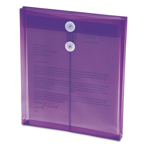 Smead Poly String & Button Interoffice Envelopes, String & Button Closure, 9.75 x 11.63, Transparent Purple, 5/Pack