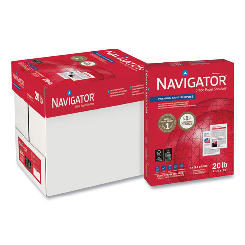 Navigator Premium Multipurpose Copy Paper, 97 Bright, 20 lb, 8.5 x 11, White, 500 Sheets/Ream, 5 Reams/Carton