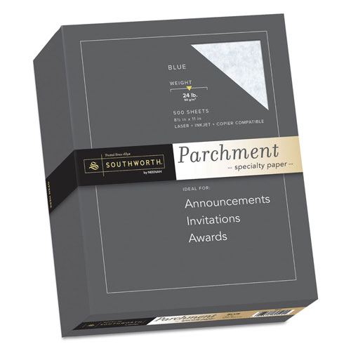 Southworth Parchment Specialty Paper, 24 lb, 8.5 x 11, Blue, 500/Ream