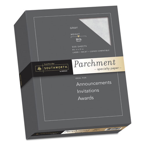 Southworth Parchment Specialty Paper, 24 lb, 8.5 x 11, Gray, 500/Ream
