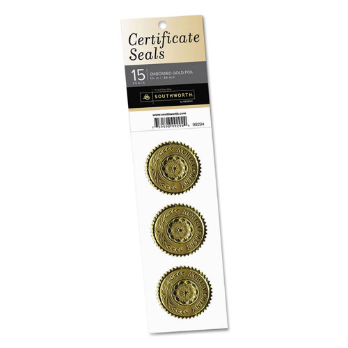Southworth Certificate Seals, 1.75" dia., Gold, 3/Sheet, 5 Sheets/Pack