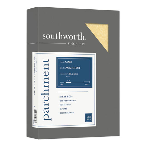 Southworth Parchment Specialty Paper, 24 lb, 8.5 x 11, Gold, 500/Ream