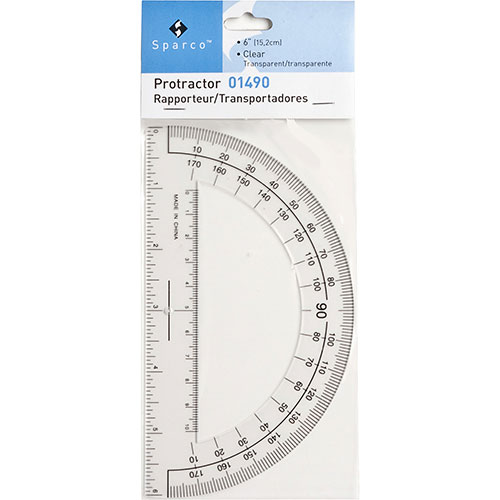 Sparco Plastic Protractor, 6" Long, Clear