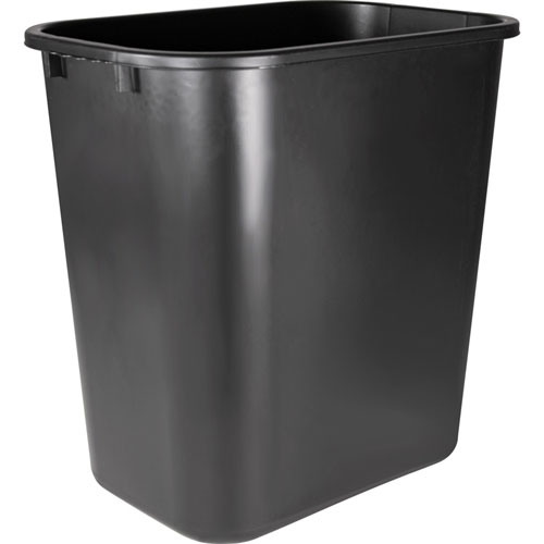 Sparco Rectangular Wastebasket, 7 gal Capacity, Rectangular, 15" Height x 14.5" Width x 10.5" Depth, Polyethylene, Black, 24/Carton