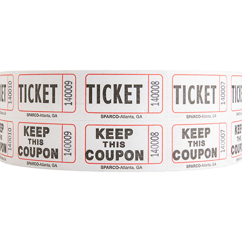 Sparco Check Ticket, Roll, Double with Coupon, 2000 Ct, White