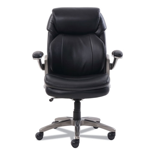 SertaPedic Cosset Mid-Back Executive Chair, Supports up to 275 lbs., Black Seat/Black Back, Slate Base