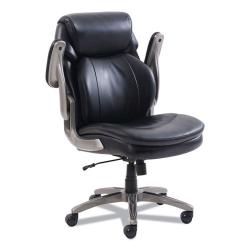 SertaPedic Cosset Mid-Back Executive Chair, Supports up to 275 lbs., Black Seat/Black Back, Slate Base