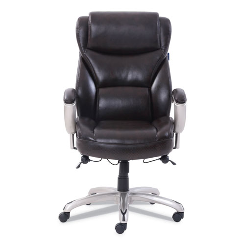 SertaPedic Emerson Big and Tall Task Chair, Supports up to 400 lbs., Brown Seat/Brown Back, Silver Base