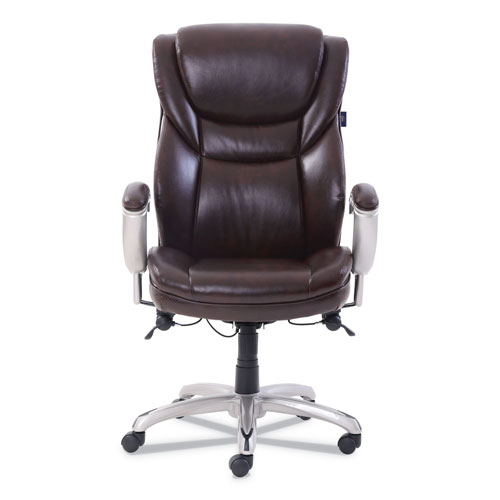 SertaPedic Emerson Executive Task Chair, Supports up to 300 lbs., Brown Seat/Brown Back, Silver Base