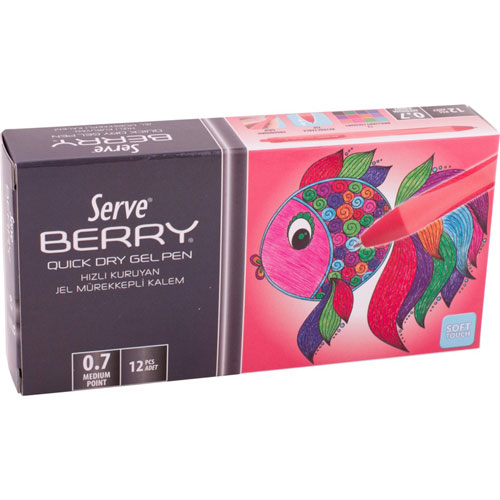 So-Mine Serve Berry Quick Dry Retract Gel Ink Pen, Red Gel-based Ink, Red Barrel