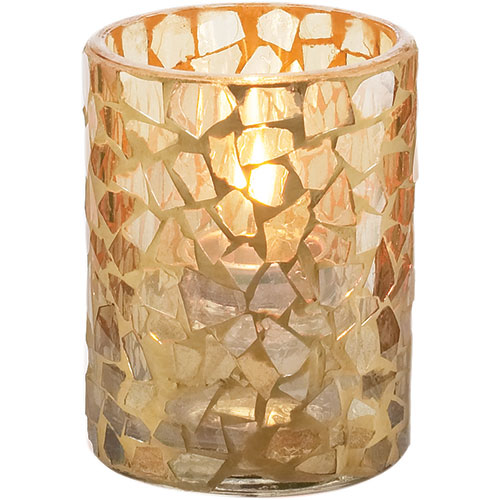 Sterno Morocco Tealight Flameless Candle Holder, Light Gold
