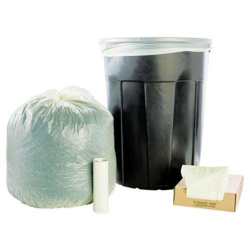 Stout EcoSafe-6400 Bags, 30 gal, 1.1 mil, 30