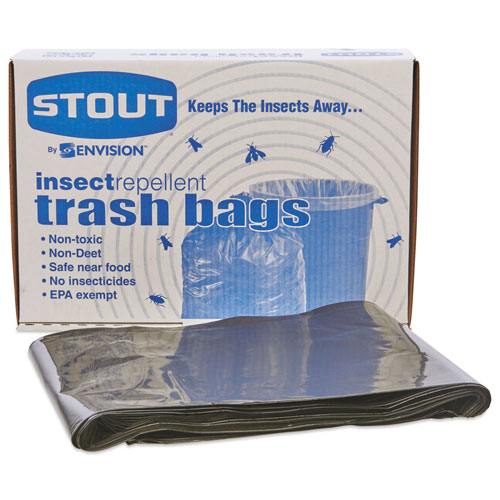 Stout Insect-Repellent Trash Bags, 55 gal, 2 mil, 37