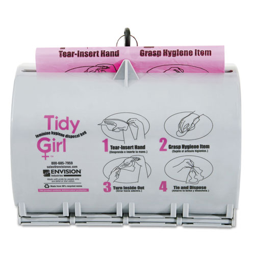 Stout Plastic Feminine Hygiene Disposal Bag Dispenser, Gray