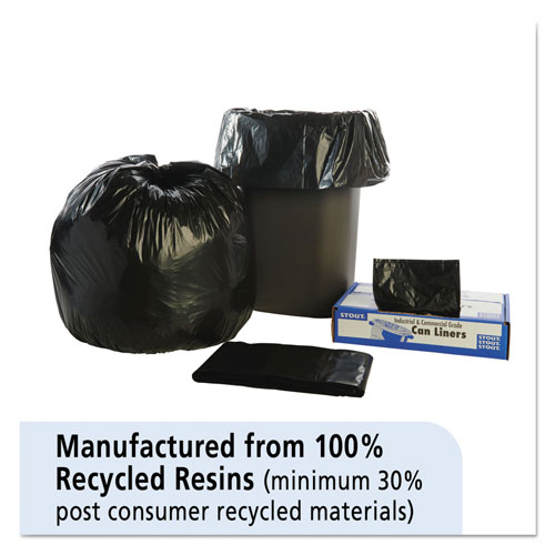 Stout Total Recycled Content Plastic Trash Bags, 30 gal, 1.3 mil, 30