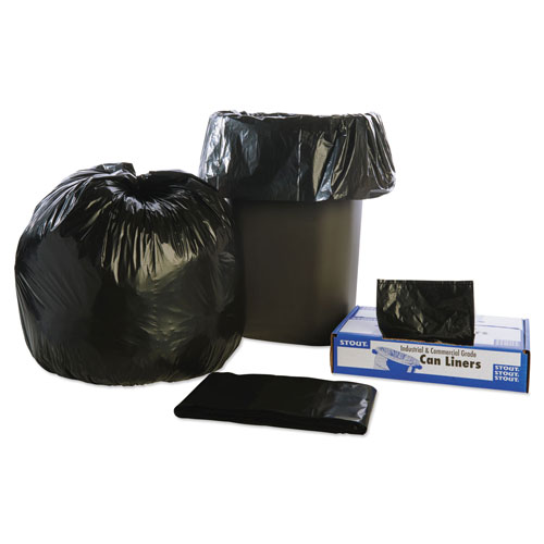 Stout Total Recycled Content Plastic Trash Bags, 30 gal, 1.3 mil, 30
